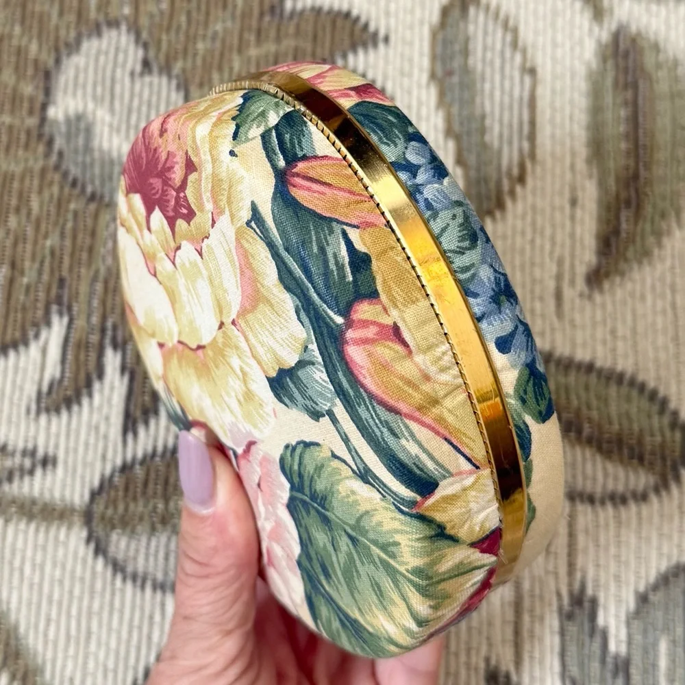 Vintage Floral Jewelry Case w/Mirror Clamshell 80’s 90’s